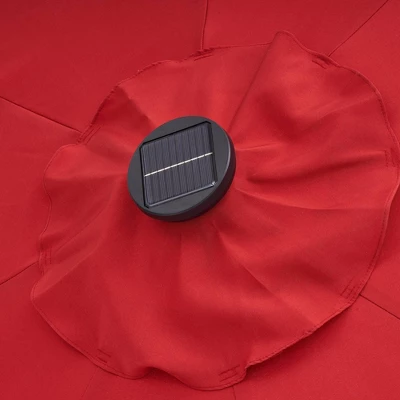 9' X 9' Solar LED Patio Umbrella With Tilt Adjustment And Crank Lift Red - Wellfor 4 9' X 9' Solar LED Patio Umbrella With Tilt Adjustment And Crank Lift Red - Wellfor - Image 2