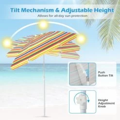 Costway 6.5Ft Patio Beach Sunshade Umbrella Portable Tilt Outdoor Yellowith Green/Navy/Blue -Outdoor Decoration Store GUEST 843f8db6 9476 463e 9c96 f2893fdd2a1d