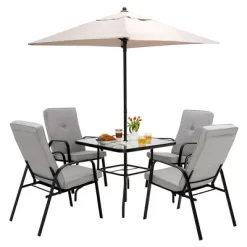 Tangkula 5ft Patio Square Market Table Umbrella Shelter 4 Sturdy Ribs -Outdoor Decoration Store GUEST 84a19ad7 9da6 431b a10a 17b415cca231