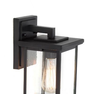 10.5" Metal/Seeded Glass Square Outdoor Wall Light Matte Black - LNC 8 10.5" Metal/Seeded Glass Square Outdoor Wall Light Matte Black - LNC - Image 6