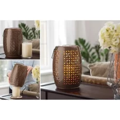 Northlight 10.25" Decorative Chestnut Brown Bellaroma Crescent Cut-Out Ceramic Candle Warmer Lantern