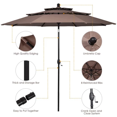 Tangkula Outdoor Auto-tilt Patio Market Umbrella W/ Double Vented 11 Tangkula Outdoor Auto-tilt Patio Market Umbrella W/ Double Vented - Image 9