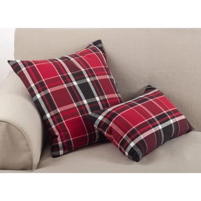 12"x20" Jarret Plaid Pillow Down Filled Red - SARO Lifestyle 4 12"x20" Jarret Plaid Pillow Down Filled Red - SARO Lifestyle - Image 2