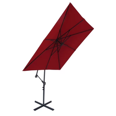 8.2' X 8.2' Square Patio Offset Deck Umbrellas With Cross Base - Wellfor 9 8.2' X 8.2' Square Patio Offset Deck Umbrellas With Cross Base - Wellfor - Image 7