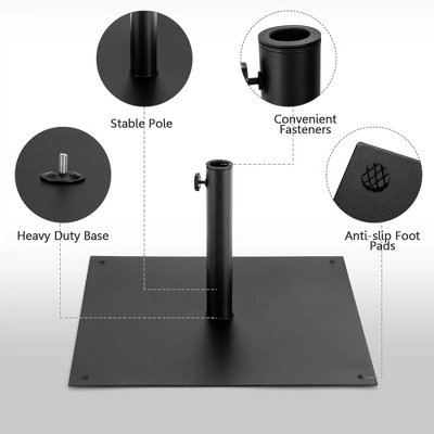 Costway 40 LBS Square Umbrella Base Stand Weighted Patio Market Umbrellas Black 10 Costway 40 LBS Square Umbrella Base Stand Weighted Patio Market Umbrellas Black - Image 8