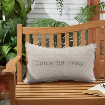 Indoor/Outdoor Come. Sit. Stay. Embroidered Lumbar Throw Pillow - Sorra Home 3 Indoor/Outdoor Come. Sit. Stay. Embroidered Lumbar Throw Pillow - Sorra Home