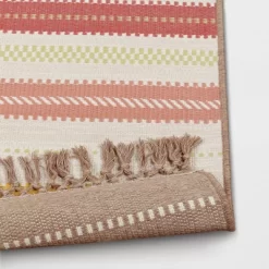 5'x7' Textural Stripe Rectangular Woven Outdoor Area Rug Light Pink - Threshold™ -Outdoor Decoration Store GUEST 8cfd2fd5 5bd5 4e16 9c2a c386fdabfe2f