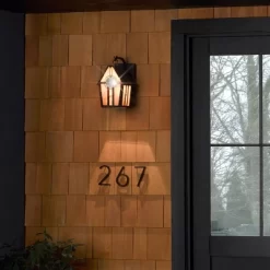 12.5" Brindelle Birdhouse Stained Glass Exterior Light Fixture - River Of Goods