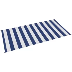 Outsunny RV Mat, Outdoor Patio Rug / Large Camping Carpet With Carrying Bag, 9' X 18', Waterproof Plastic Straw, Reversible, Blue & White Striped -Outdoor Decoration Store GUEST 936732ae c912 4dfb bef9 434b9958c92b
