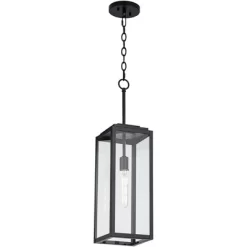 John Timberland Modern Outdoor Hanging Light Fixture Mystic Black 27 1/4" Clear Glass Panel For Exterior Barn Deck House Porch Patio Outside Garage -Outdoor Decoration Store GUEST 93709046 261a 49bc b833 f69d58f80ffb