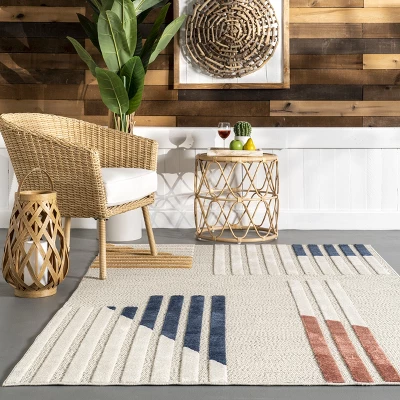 NuLOOM Emeliana Raised Bars Indoor/Outdoor Patio Area Rug 9 NuLOOM Emeliana Raised Bars Indoor/Outdoor Patio Area Rug - Image 7