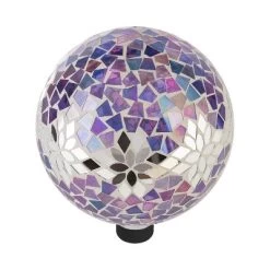 12" Mosaic Mirrored Flower Glass Gazing Globe With Floral Pattern - Alpine Corporation -Outdoor Decoration Store GUEST 95126e78 ac49 4c2b 8755 ce452118b506