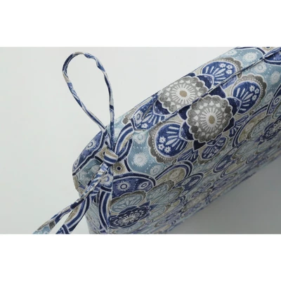 Set Of 2 Outdoor/Indoor Rounded Corners Seat Cushions Keyzu Medallion Mariner Blue - Pillow Perfect 4 Set Of 2 Outdoor/Indoor Rounded Corners Seat Cushions Keyzu Medallion Mariner Blue - Pillow Perfect - Image 2