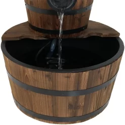 Sunnydaze Decor Sunnydaze 23"H Electric Fir Wood 2-Tier Farmhouse Barrel With Metal Decorative Hand Pump Outdoor Water Fountain -Outdoor Decoration Store GUEST 95d61fd1 cc8f 415c ab84 8e2d9d210007