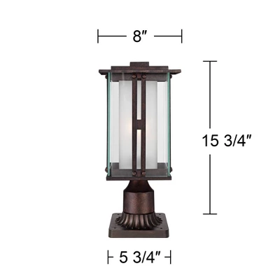 Franklin Iron Works Rustic Industrial Outdoor Post Light With Pier Mount Bronze Metal 15 3/4" Clear Frosted Glass For Exterior Deck House Porch Yard 6 Franklin Iron Works Rustic Industrial Outdoor Post Light With Pier Mount Bronze Metal 15 3/4" Clear Frosted Glass For Exterior Deck House Porch Yard - Image 4