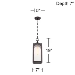 Possini Euro Design Tyne Modern Industrial Outdoor Hanging Light Bronze 19" Seedy Glass Shade For Post Exterior Barn Deck House Porch Yard Patio Home -Outdoor Decoration Store GUEST 963626fc 88b2 47d9 9639 0195ea027bf2