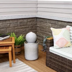 Sunnydaze Decor Sunnydaze Modern Orb On Circle-Pattern Base Ceramic Outdoor Fountain With LED Lights, Gray -Outdoor Decoration Store GUEST 983f9cd0 31d3 4dd8 836a 1048e8d00c61