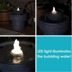 Sunnydaze Decor Sunnydaze 20"H Electric Resin 2-Tier Round Bird Bath Outdoor Water Fountain With LED Lights -Outdoor Decoration Store GUEST 988be971 c2d1 48ca 8439 86fe4ed229a6