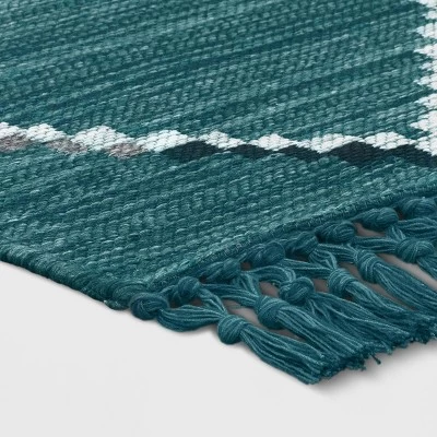 5' X 7' Soft Moroccan Tapestry With Double Knot Fringe Woven Outdoor Rug Teal - Opalhouse™ 4 5' X 7' Soft Moroccan Tapestry With Double Knot Fringe Woven Outdoor Rug Teal - Opalhouse™ - Image 2