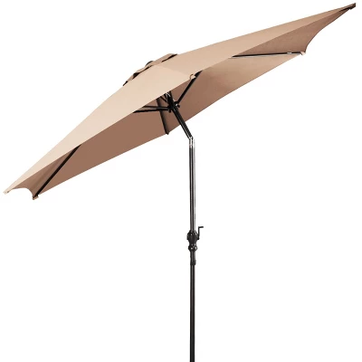 Costway 10FT Patio Umbrella 6 Ribs Market Steel Tilt W/Crank Outdoor Garden Beige 3 Costway 10FT Patio Umbrella 6 Ribs Market Steel Tilt W/Crank Outdoor Garden Beige