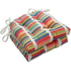 Set Of 2 Outdoor/Indoor Reversible Chair Pads Solar Stripe - Pillow Perfect -Outdoor Decoration Store GUEST 9b68c254 643d 4b22 8fb1 f025e4ae71f5 1