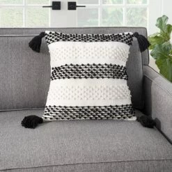 18"x18" Woven Loops Striped Square Throw Pillow With Tassels - Mina Victory -Outdoor Decoration Store GUEST 9c88596a 50c2 4869 bc8c 070b81d527a6