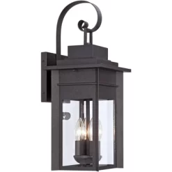 Franklin Iron Works Bransford Mission Outdoor Wall Light Fixture Black Specked Gray 21" Clear Glass For Post Exterior Barn Deck House Porch Yard Patio -Outdoor Decoration Store GUEST 9d65cc3e d440 49a7 bd7c d9885c71d9eb