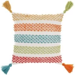 18"x18" Woven Loops Striped Square Throw Pillow With Tassels - Mina Victory -Outdoor Decoration Store GUEST 9dd0bf47 0c50 474d 96eb 22ab6080c87a
