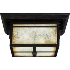 Franklin Iron Works Mission Flush Mount Outdoor Ceiling Light Fixture Walnut Bronze 15" Frosted Cream Glass Damp Rated For Exterior House -Outdoor Decoration Store GUEST 9feb68cc 940f 4576 b119 7bd007254ff2