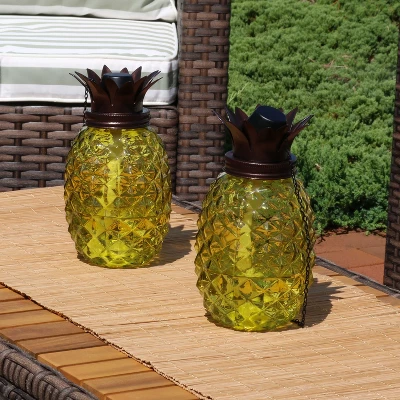 Sunnydaze Decor Sunnydaze Outdoor Adjustable Height 3-in-1 Glass Tropical Pineapple Torches With Connected Snuffs And Metal Poles - 2pk 3 Sunnydaze Decor Sunnydaze Outdoor Adjustable Height 3-in-1 Glass Tropical Pineapple Torches With Connected Snuffs And Metal Poles - 2pk