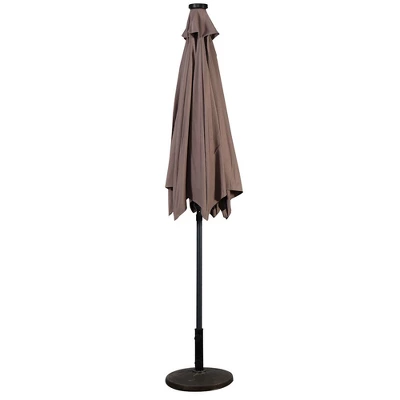 Costway 9ft Patio Solar Umbrella LED Patio Market Steel Tilt W/ Crank Outdoor (Tan) 5 Costway 9ft Patio Solar Umbrella LED Patio Market Steel Tilt W/ Crank Outdoor (Tan) - Image 3