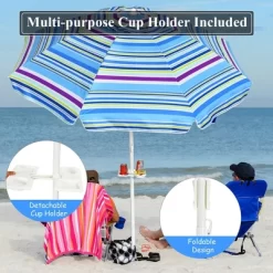 Costway 7.2 FT Portable Beach Umbrella Tilt Sand Anchor Cup Holder W/Carry Bag -Outdoor Decoration Store GUEST a2327c1b b463 4629 a202 404d726c5522