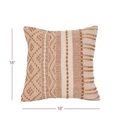 18x18" Hand Woven Rust Geo Stripe Outdoor Pillow Polyester With Polyester Fill By Foreside Home & Garden -Outdoor Decoration Store GUEST a2385151 5035 49d2 a5bd 7300468ca28b