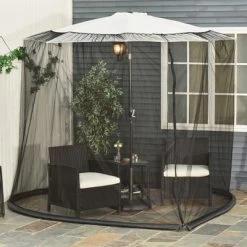 Outsunny 7.5' Outdoor Patio Mesh Screen For Umbrellas Screen Net With Canopy House With Woven Net, Black