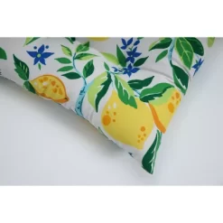2pc 19" X 19" Outdoor/Indoor Wrought Iron Seat Cushion Lemon Tree Yellow - Pillow Perfect