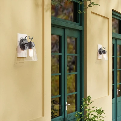 10" Metal/Glass Outdoor Wall Lamp Black/Silver - LNC 9 10" Metal/Glass Outdoor Wall Lamp Black/Silver - LNC - Image 7