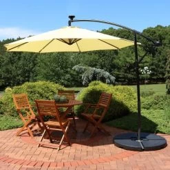 Sunnydaze Decor Sunnydaze Outdoor Steel Cantilever Offset Patio Umbrella With Solar LED Lights, Air Vent, Crank, And Base - 9' -Outdoor Decoration Store GUEST a4c35225 8d6b 43e5 8a9c a689cc84bd8e