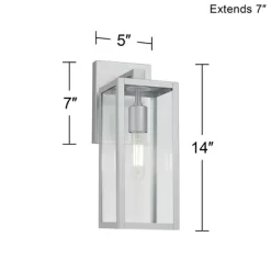 John Timberland Titan Modern Outdoor Wall Light Fixture Silver Metal Rectangular Frame 14" Clear Glass For Post Exterior Barn Deck House -Outdoor Decoration Store GUEST a5e19e94 f5bd 42d3 b430 956d28b9aa8b