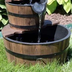Sunnydaze Decor Sunnydaze 23"H Electric Fir Wood 2-Tier Farmhouse Barrel With Metal Decorative Hand Pump Outdoor Water Fountain -Outdoor Decoration Store GUEST a6244808 0c16 407a 83ac a0b0d5290f85