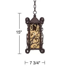 John Timberland Casa Seville Vintage Rustic Outdoor Hanging Light Dark Walnut Scroll 15" Champagne Water Glass For Post Exterior Barn Deck House Porch -Outdoor Decoration Store GUEST a6398679 a235 4731 9175 56482bdec328