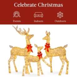 Best Choice Products 3-Piece Lighted Christmas Deer Set Outdoor Yard Decoration With 360 LED Lights, Stakes -Outdoor Decoration Store GUEST a66a492a 5aeb 47d0 b1ed 532ce8ef9709