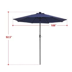 9' X 9' Solar LED Patio Umbrella With Tilt Adjustment And Crank Lift Navy - Wellfor -Outdoor Decoration Store GUEST a91cdcc2 3ef6 4340 aacc c7553e2bfc3a