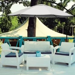 Offset 10' X 10' Aluminum Hanging Patio Umbrella Off-White - Pure Garden -Outdoor Decoration Store GUEST a928c93e aa31 46b8 9426 7746836385fb