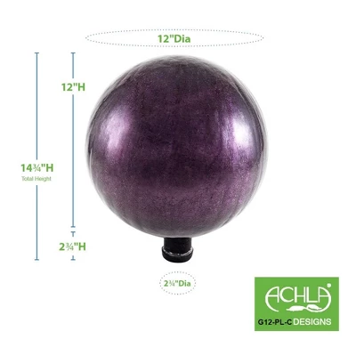 Achla Designs G12-PL-C 12 Inch Glass Outdoor Gazing Crackling Globe Sphere Lawn Ornament Decoration For Gardens And Flower Beds, Plum 5 Achla Designs G12-PL-C 12 Inch Glass Outdoor Gazing Crackling Globe Sphere Lawn Ornament Decoration For Gardens And Flower Beds, Plum - Image 3