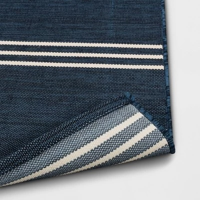 4' X 6' Outdoor Rug Stripe Navy - Threshold™ 5 4' X 6' Outdoor Rug Stripe Navy - Threshold™ - Image 3