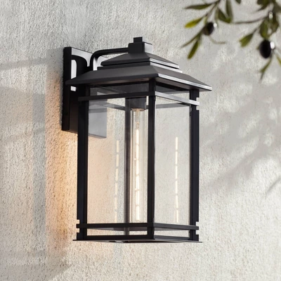 John Timberland North House Mission Outdoor Wall Light Fixture Matte Black Metal 19" Clear Glass For Post Exterior Barn Deck House Porch Yard Patio 3 John Timberland North House Mission Outdoor Wall Light Fixture Matte Black Metal 19" Clear Glass For Post Exterior Barn Deck House Porch Yard Patio