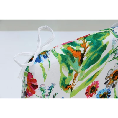 2pk Flower Mania Petunia Rounded Corners Outdoor Seat Cushions Pink - Pillow Perfect 4 2pk Flower Mania Petunia Rounded Corners Outdoor Seat Cushions Pink - Pillow Perfect - Image 2