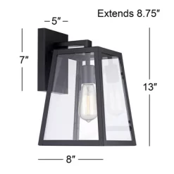 John Timberland Arrington Industrial Outdoor Wall Light Sconces Set Of 2 Mystic Black Hardwire 8" Fixture Clear Glass For Bedroom Bathroom Vanity Home -Outdoor Decoration Store GUEST ac6a7b96 8da1 4da8 9a5d cbd1885b90bc