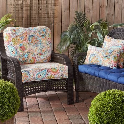 Set Of 2 Jamboree Paisley Outdoor Square Throw Pillows - Kensington Garden 5 Set Of 2 Jamboree Paisley Outdoor Square Throw Pillows - Kensington Garden - Image 3