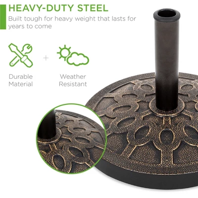 Best Choice Products 18in Round Heavy-Duty Steel Patio Umbrella Base Stand W/ Rust-Resistant Finish - Bronze 4 Best Choice Products 18in Round Heavy-Duty Steel Patio Umbrella Base Stand W/ Rust-Resistant Finish - Bronze - Image 2
